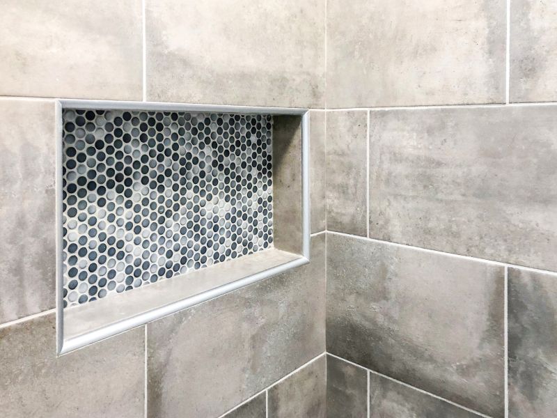 Minimalist Shower with Recessed Shelves